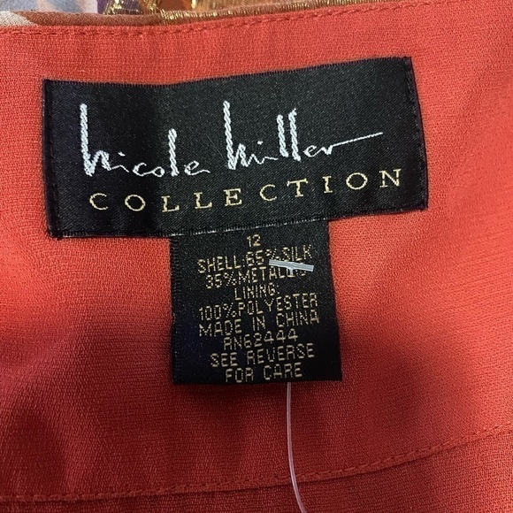 Nicole Miller Silk Metallic Gold Dress - Picture 5 of 6